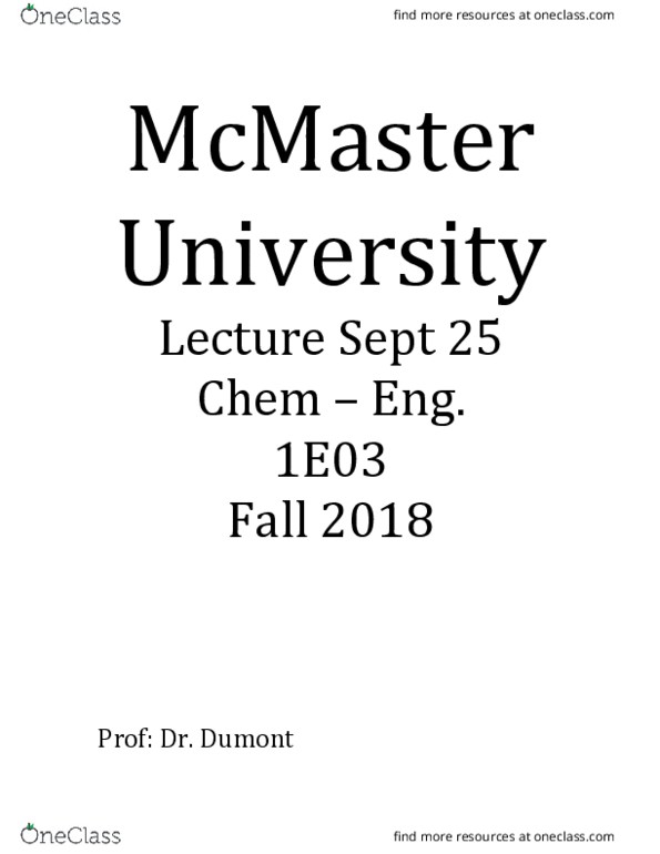 CHEM 1E03 Lecture Notes - Lecture 10: Molar Mass, Photon, Chemical Formula thumbnail