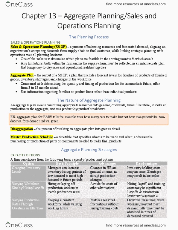 OPER-3006EL Chapter Notes - Chapter 13: Master Production Schedule, Aggregate Demand, 18 Months thumbnail