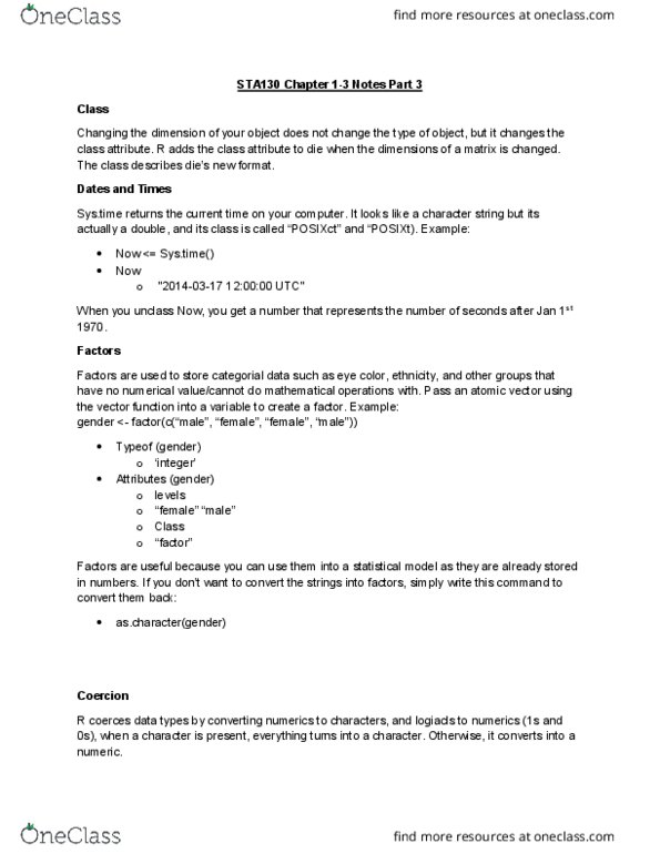 STA130H1 Chapter Notes - Chapter 1-3: Statistical Model, Data Type thumbnail