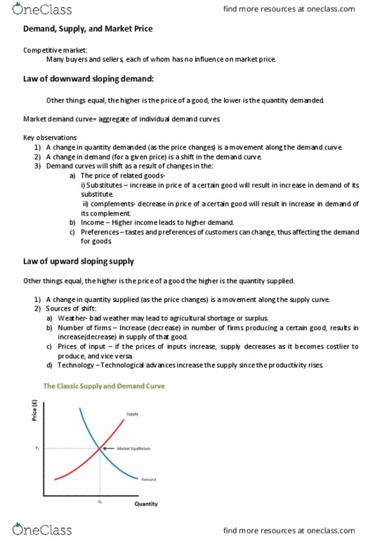 ECO101H1 Lecture Notes - Lecture 4: Demand Curve cover image