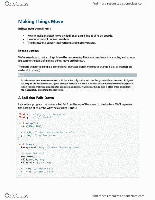 CMPT 166 Lecture Notes - Lecture 9: Global Variable, Local Variable, Ellipse thumbnail