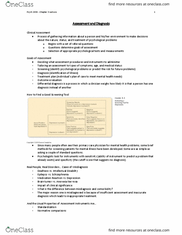 Psychology 2030A/B Lecture Notes - Lecture 4: Primary Care Physician, Differential Diagnosis, Brain Tumor thumbnail