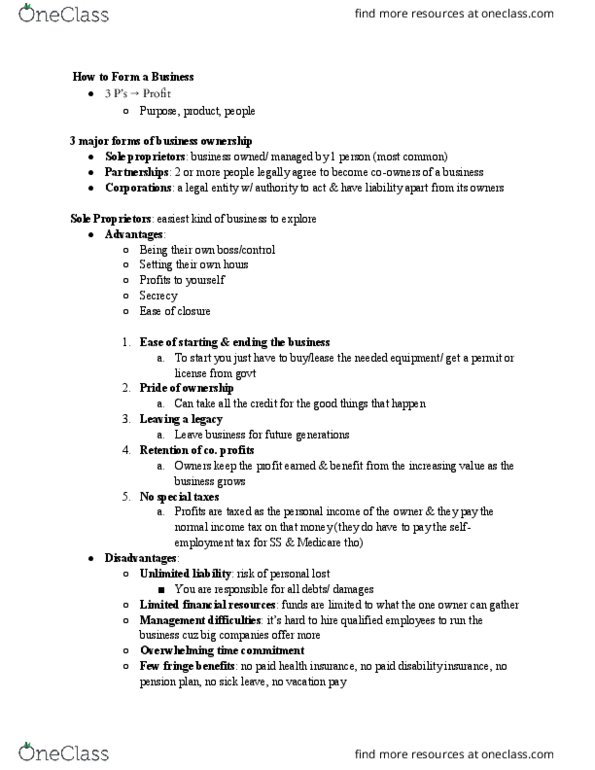 BUSN 101 Lecture Notes - Lecture 1: Limited Liability Partnership, Limited Liability, Disability Insurance thumbnail