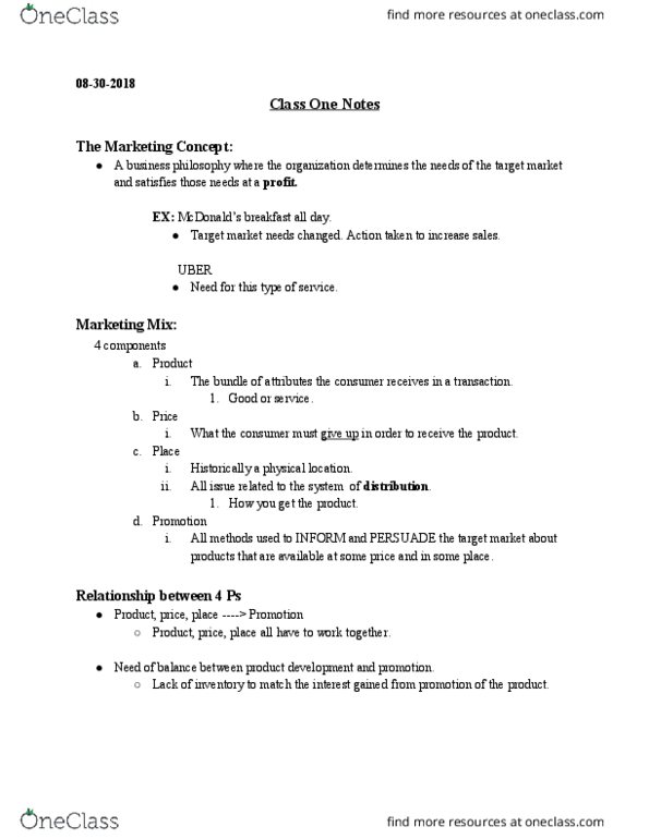 ADV-3008 Lecture Notes - Lecture 1: Target Market, Customer Relationship Management, Marketing Mix thumbnail