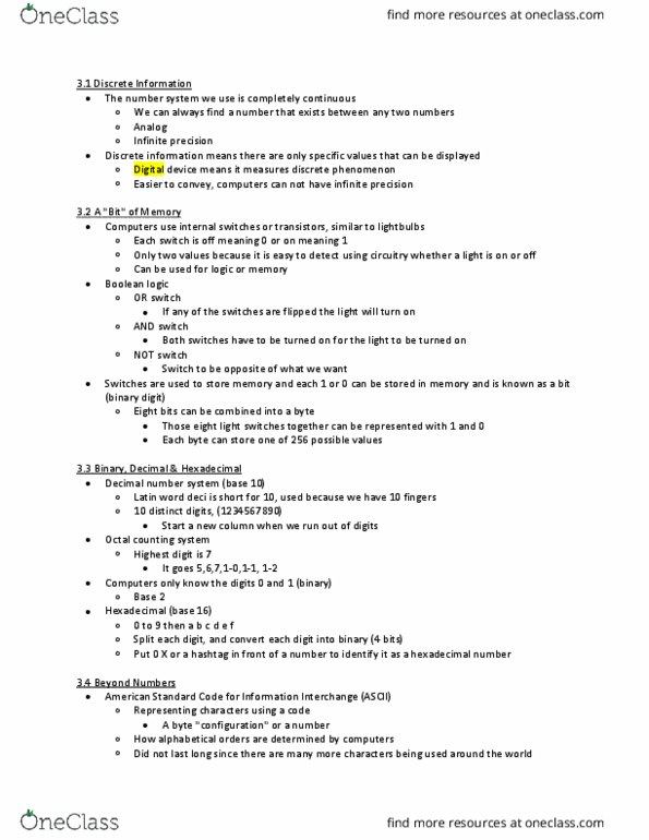 CS100 Lecture Notes - Lecture 4: Octal thumbnail