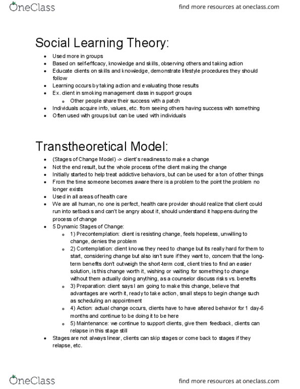 AH 4242 Lecture Notes - Lecture 4: Social Learning Theory, Transtheoretical Model thumbnail
