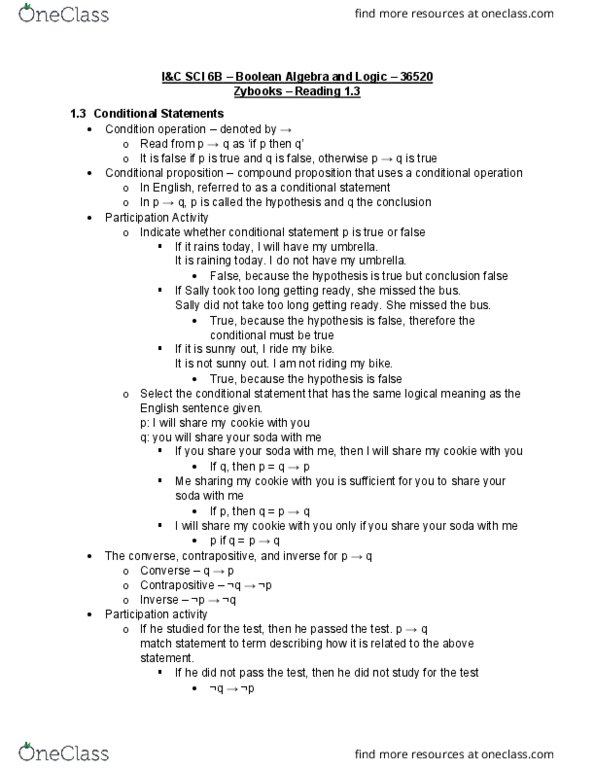 I&C SCI 6B Chapter Notes - Chapter 1.3: Contraposition, Logical Biconditional, Prime Number thumbnail