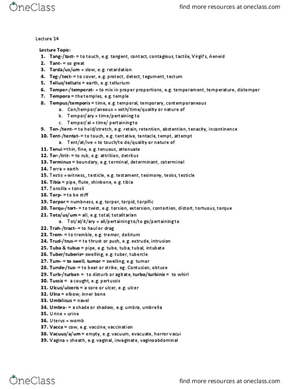 CLA201H1 Lecture Notes - Lecture 14: Torpor, Tempora, Tellurium thumbnail