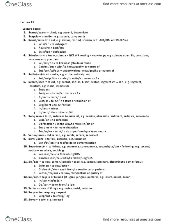 CLA201H1 Lecture Notes - Lecture 13: Seminiferous Tubule, Scapula, Sedative thumbnail