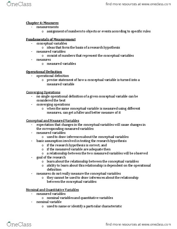 PSYC 2360 Chapter Notes - Chapter 4: Reinforcement, Operational Definition, Content Analysis thumbnail