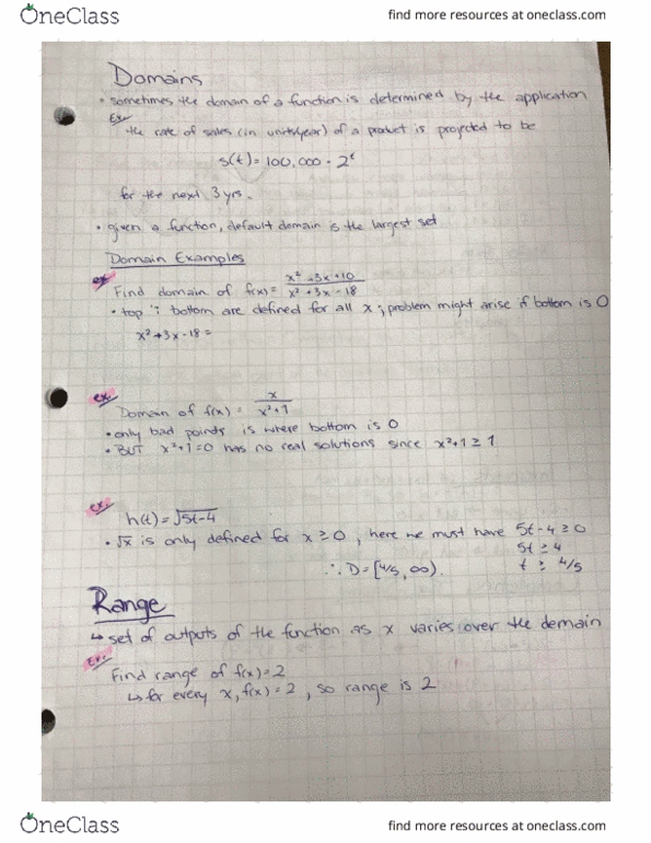 MA129 Lecture 4: Week 2, Lectures 4/5 - Domains, Quadratic Functions, Beginning of Completing the Sqaure cover image