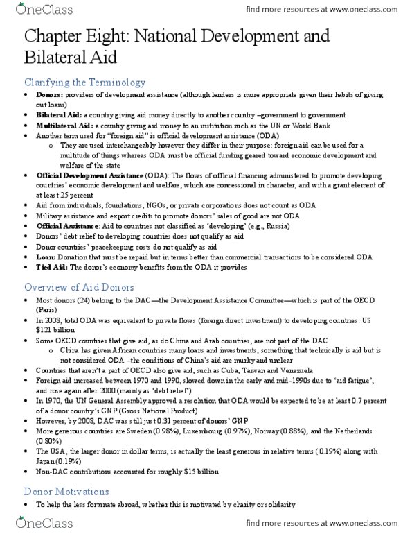 POLS 2080 Chapter Notes -Official Development Assistance, United Nations General Assembly, Tied Aid thumbnail