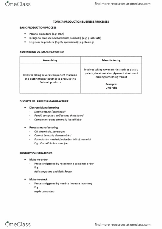 MIS352 Lecture Notes - Lecture 7: Dell, Business Process, Engineering Drawing thumbnail