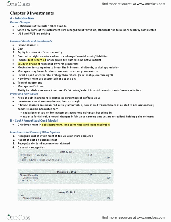 AFM291 Chapter Notes - Chapter 9: Financial Asset, Transaction Cost, Book Value thumbnail