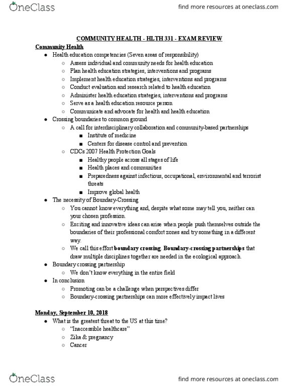 HLTH 331 Lecture Notes - Lecture 6: Health Education, Prescription Drug, Global Health thumbnail