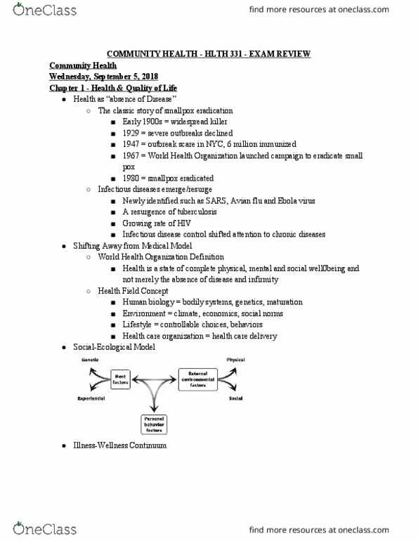 HLTH 331 Lecture Notes - Lecture 3: World Health Organization, Health System, Avian Influenza thumbnail