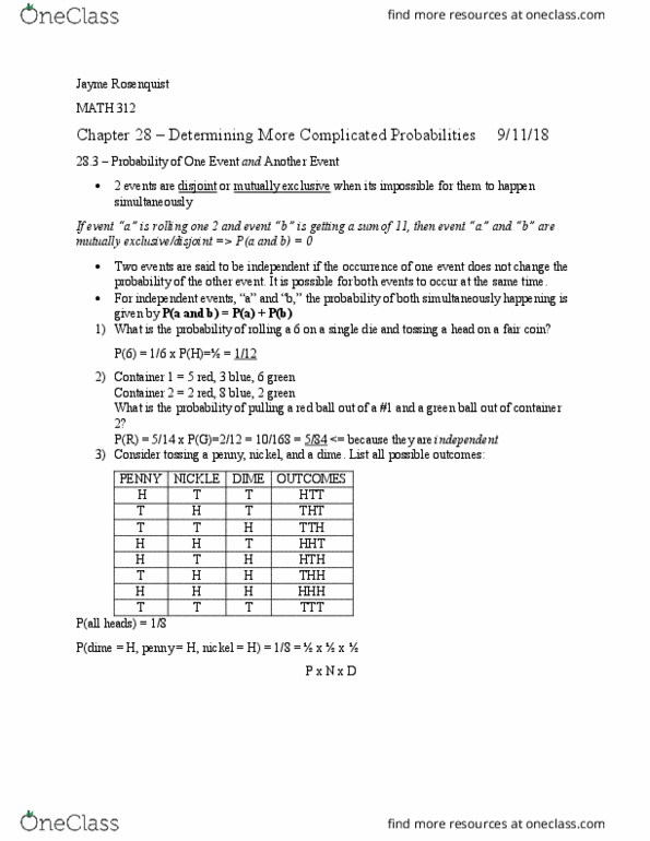 MATH 312 Lecture Notes - Lecture 3: Fair Coin thumbnail