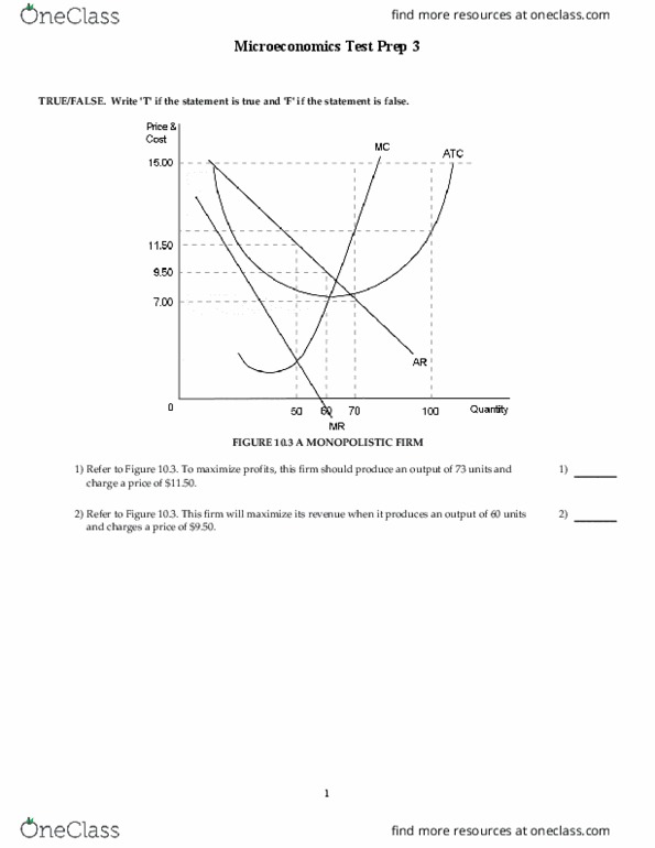 ECON 201 Final: ECON 201 Final Exam - OneClass