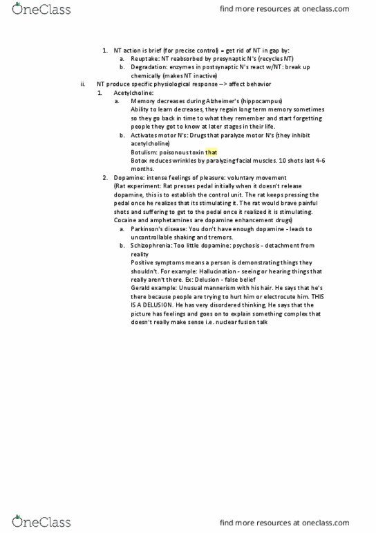 PSY-P 101 Lecture Notes - Lecture 21: Long-Term Memory, Botulinum Toxin, Botulism thumbnail