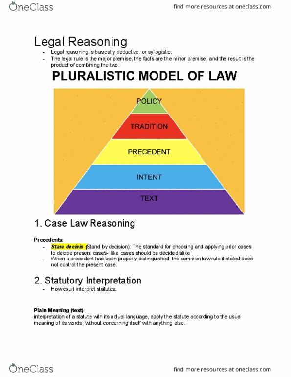 BMGT 380 Lecture Notes - Lecture 2: Precedent, Syllogism, Statutory Interpretation thumbnail