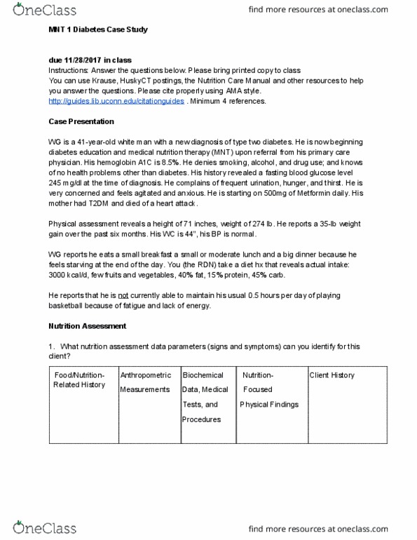 DIET 3150 Chapter 2: MNT 1 Diabetes Case Study thumbnail