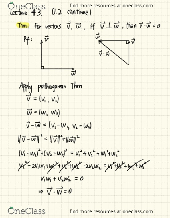 MAT 22A Lecture Notes - Lecture 3: Triangle Inequality, Institution Of Engineering And Technology, Linear Combination thumbnail