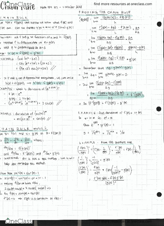 MATH 104 Lecture 12: MATH 104 103 - Lecture 12 - Chain Rule cover image