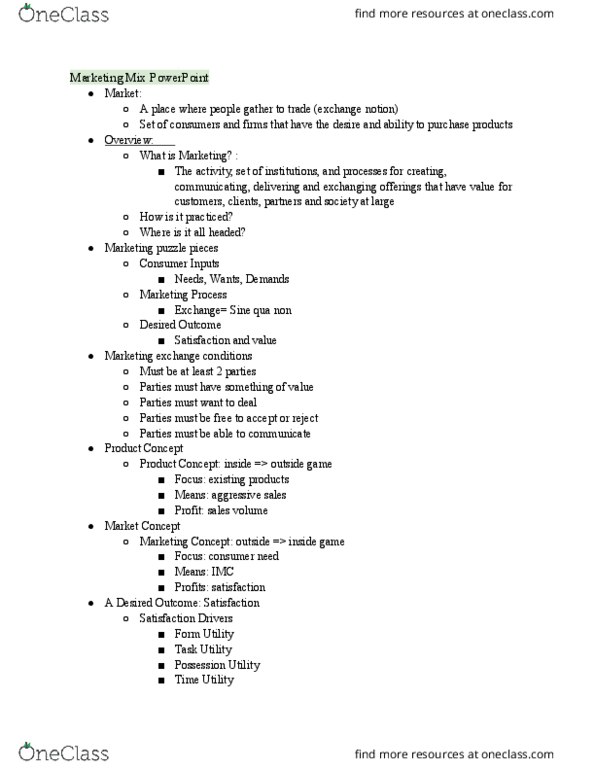 BMGT 350 Lecture Notes - Lecture 5: Marketing, Marketing Mix, Behavioral Targeting thumbnail
