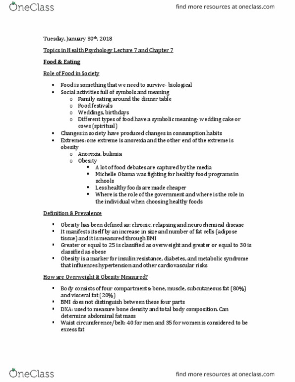 PSYC 3110 Lecture Notes - Lecture 7: Michelle Obama, Wedding Cake, Subcutaneous Tissue thumbnail