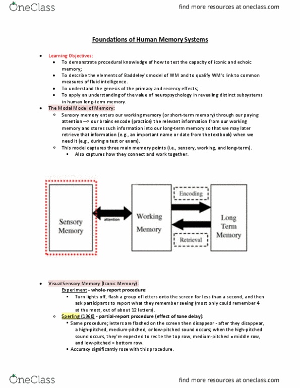 PSYB57H3 Lecture Notes - Lecture 5: Mismatch Negativity, Echoic Memory, Iconic Memory thumbnail