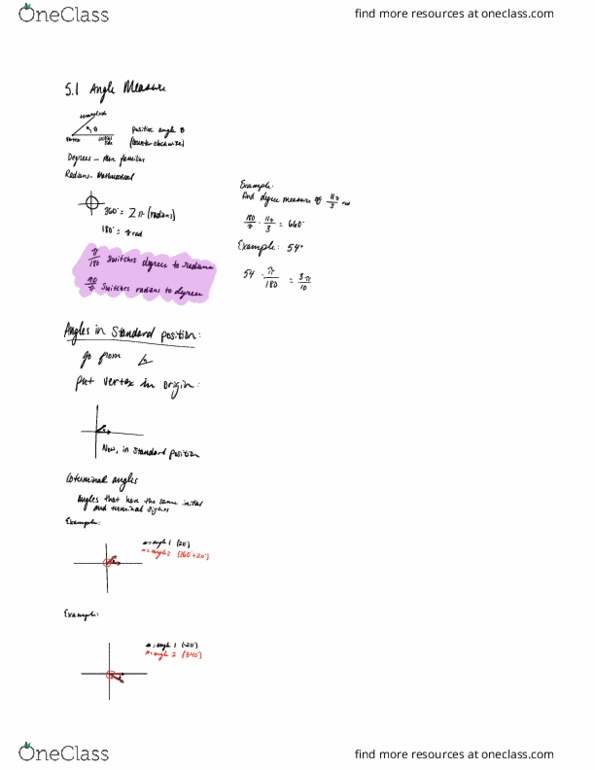 MATH 1150 Lecture Notes - Lecture 18: Radian cover image