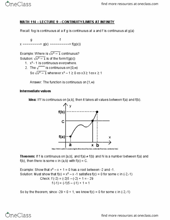 MATH114 Lecture Notes - Lecture 9: General Idea, Asymptote cover image