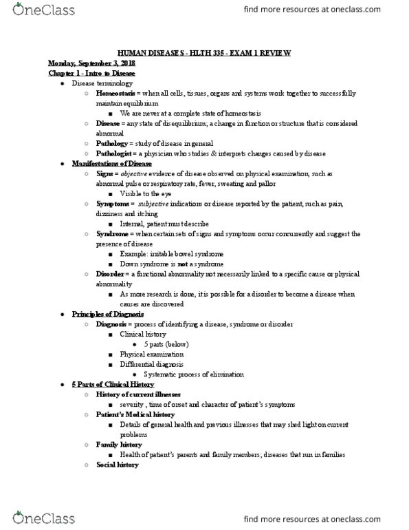 HLTH 335 Lecture Notes - Lecture 1: Irritable Bowel Syndrome, Physical Examination, Social History thumbnail