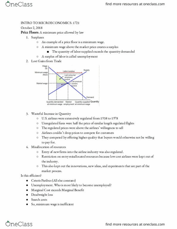 ECON-E 201 Lecture Notes - Lecture 13: Price Floor, Deadweight Loss, Whois cover image