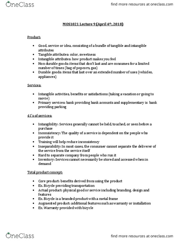 Management and Organizational Studies 1023A/B Lecture Notes - Lecture 9: Intangibility, Private Label, Ikea thumbnail