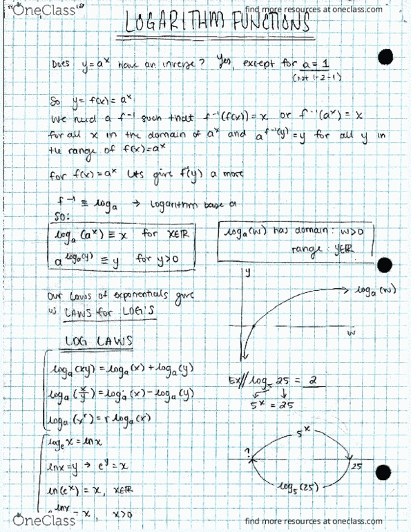 Calculus 1000A/B Lecture 5: 1.5 Part 2 Logarithm Functions cover image
