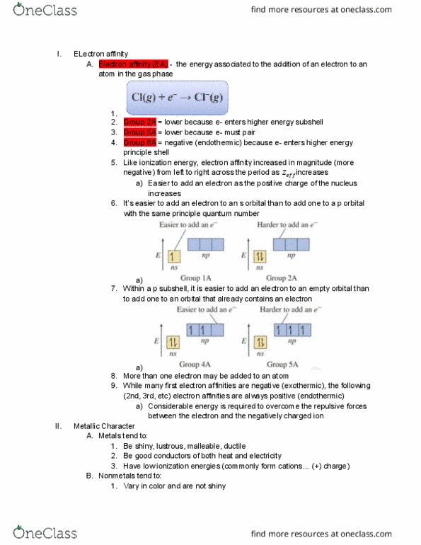 01:160:161 Lecture Notes - Lecture 10: Principal Quantum Number, Electron Affinity, Nonmetal thumbnail