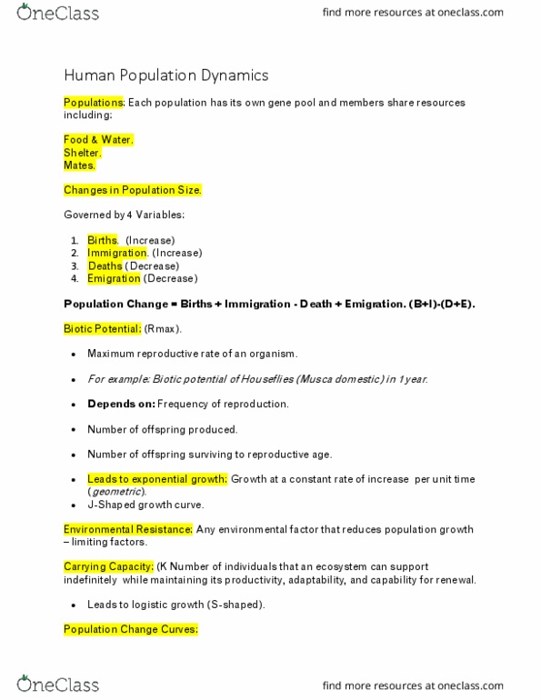 BIOL-103 Lecture Notes - Lecture 3: Logistic Function, Exponential Growth, Environmental Factor thumbnail