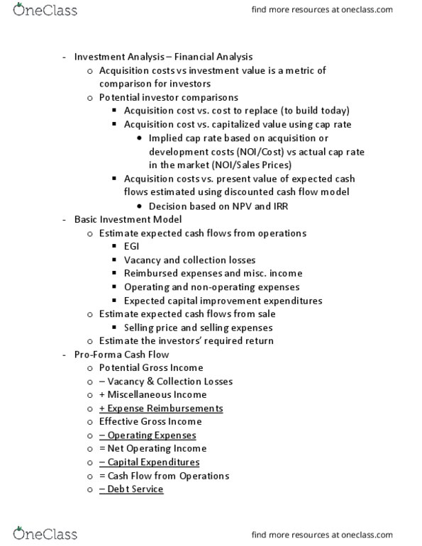 REE-4313 Lecture Notes - Lecture 4: Earnings Before Interest And Taxes, Capitalization Rate, Net Present Value thumbnail