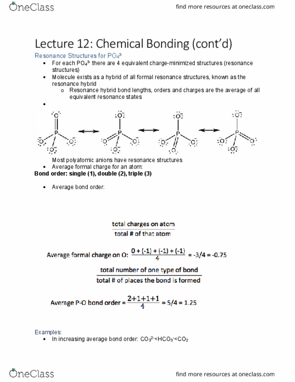 CHEM 1A03 Lecture Notes - Lecture 12: Bond-Dissociation Energy, Bond Order, Covalent Bond cover image