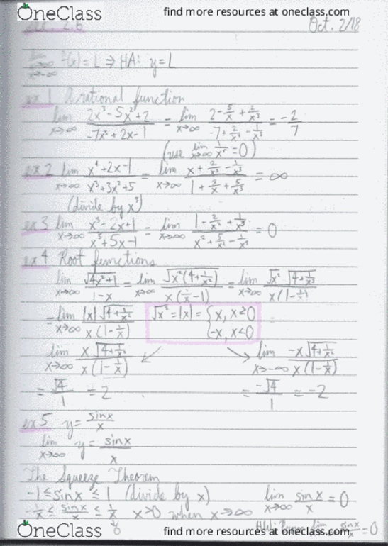 Calculus 1000A/B Lecture 15: Limits at Infinity (Cont'd) cover image