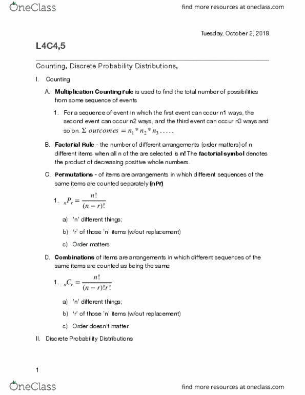 MAT K167 Lecture Notes - Lecture 4: Random Variable, Standard Deviation, Probability Distribution thumbnail