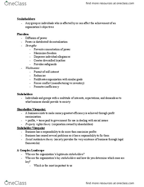 ADM 1301 Lecture Notes - Lecture 7: Stakeholder Management, Enzyme, Profit Maximization thumbnail