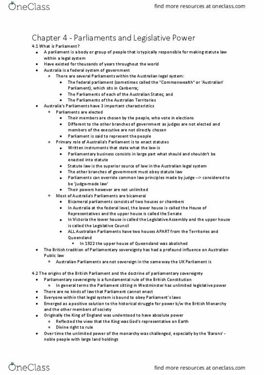LAW1112 Chapter Notes - Chapter 4: Primary And Secondary Legislation, British Railways Board, Plenary Power thumbnail