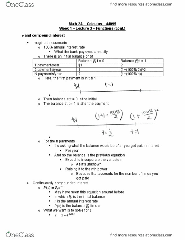 MATH 2A Lecture Notes - Lecture 3: Logarithm, Inverse Function cover image