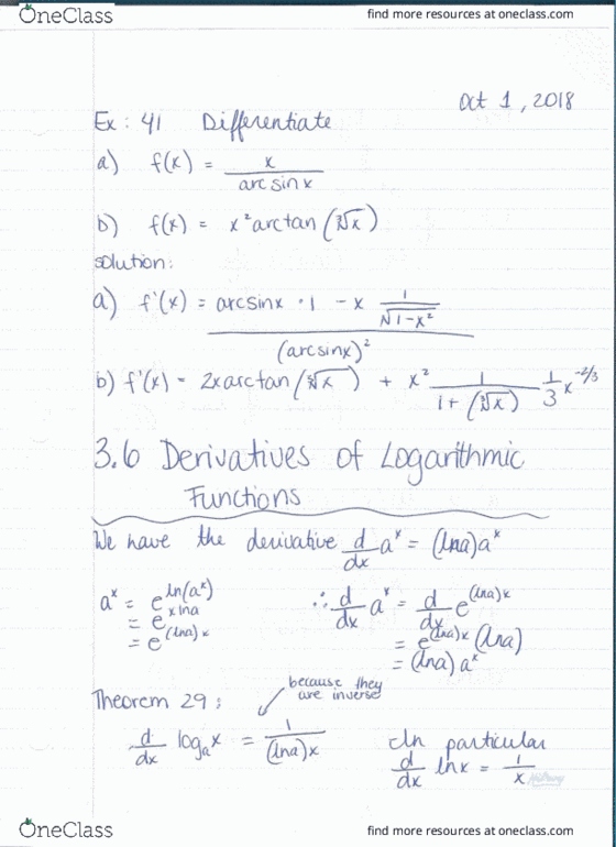 MATH 1000 Lecture 12: Math 1000 Notes October 1- Sections 3.5 and 3.6 cover image