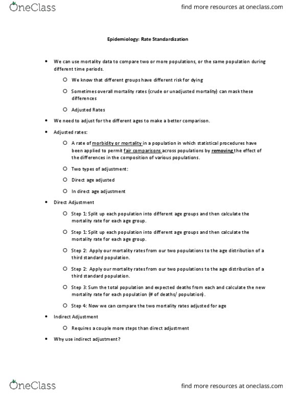 HTH 450 Lecture Notes - Lecture 12: Age Adjustment thumbnail