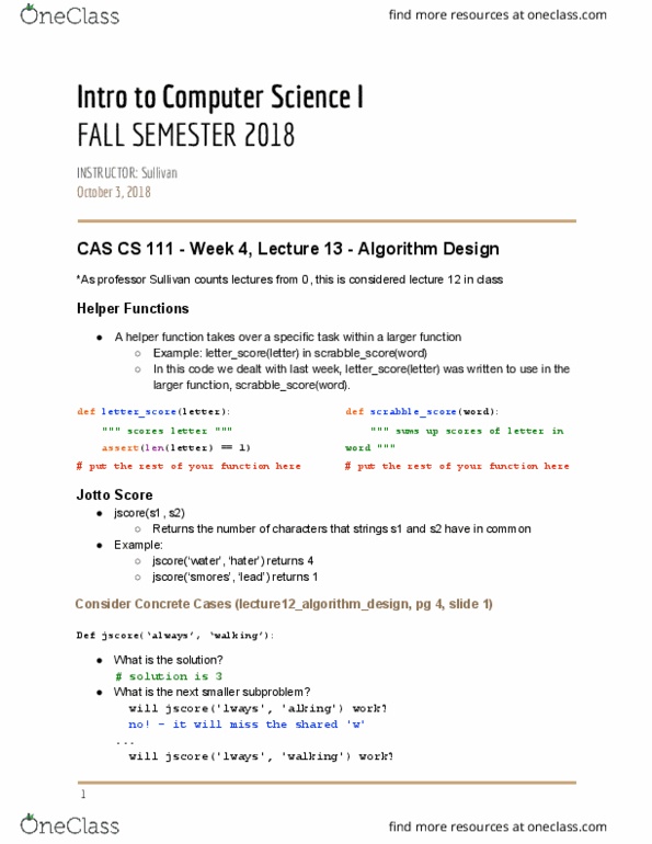 CAS CS 111 Lecture Notes - Lecture 13: Palindrome, Empty String, Abracadabra thumbnail