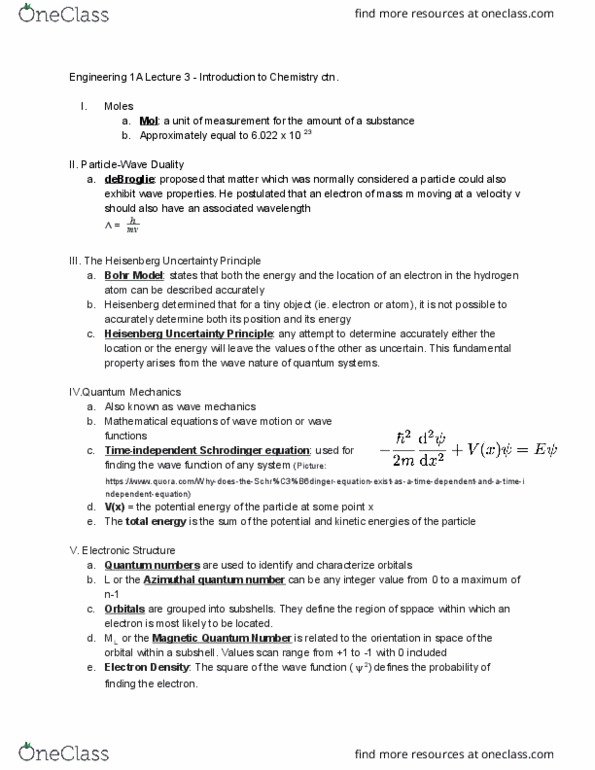 ENGR 1A Lecture Notes - Lecture 3: Diamagnetism, Unpaired Electron, Uncertainty Principle cover image