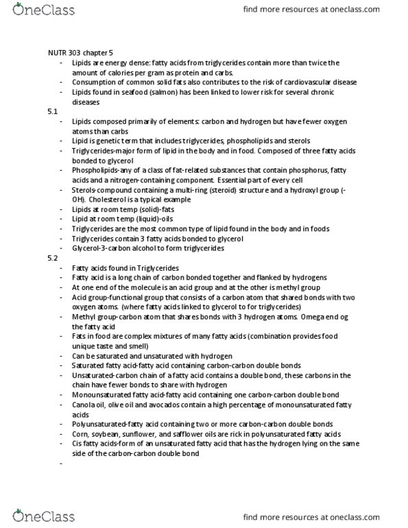 NUTR 30300 Chapter Notes - Chapter 5: Fish Oil, Lipoprotein, Chemical Substance thumbnail